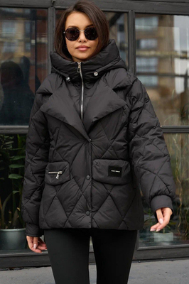 Недорогой пуховик оверсайз зима 2025-2026 черный