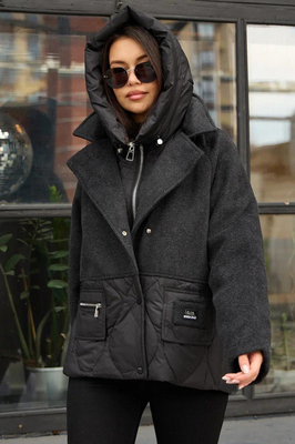 Черный пуховик Pang million с шерстью