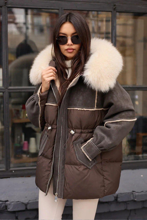 Женский оверсайз пуховик Pang Million с песцом