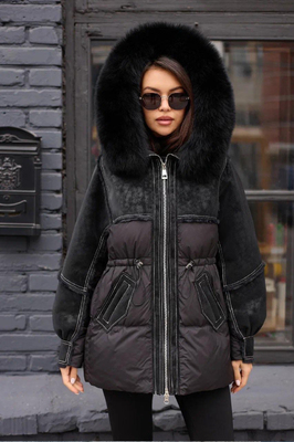 Стильный зимний пуховик Pang Million с мехом песца