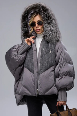 Пуховик пальто с мехом