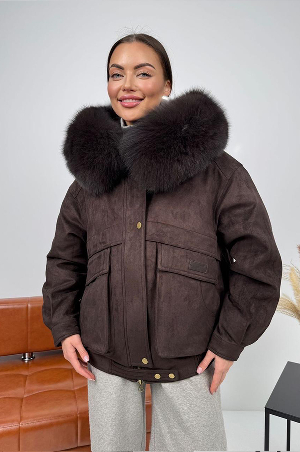 Женская куртка - пуховик с мехом