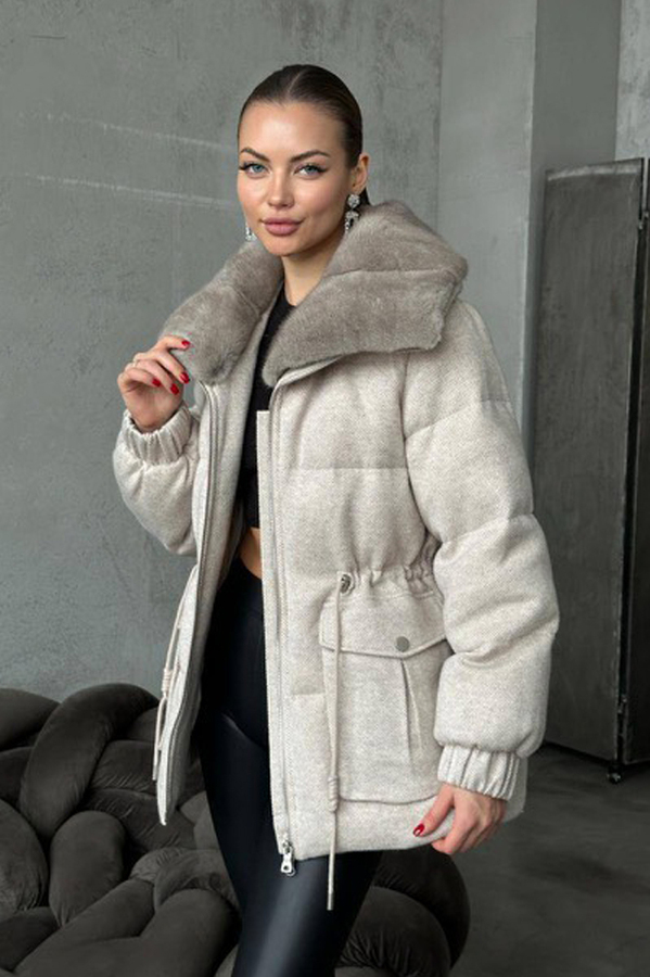 Модная зимняя куртка парка с мехом норки на воротнике