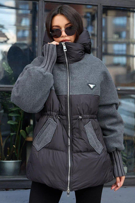 Серый пуховик pang million зима 2025-2026