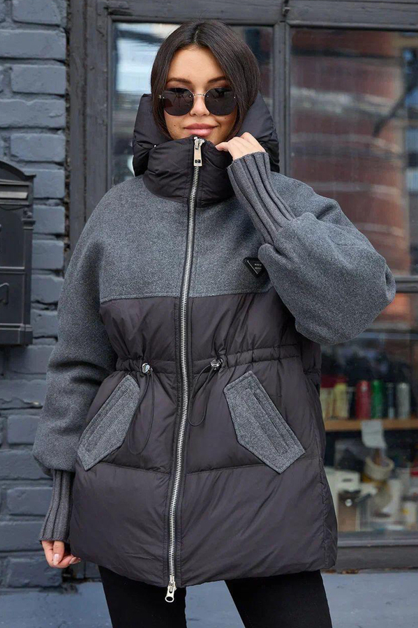 Серый пуховик pang million зима 2025-2026