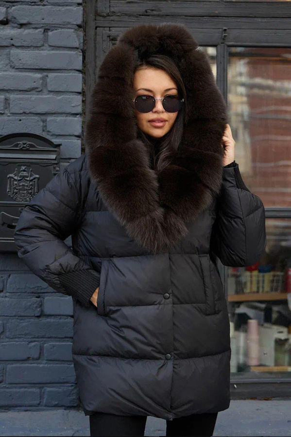 Пуховик стеганный женский черный