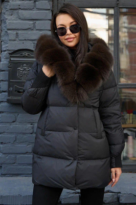 Пуховик стеганный женский черный